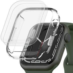 SINJIMORU Apple Watch專用TPU螢幕保護貼 2片+保護硬殼, 透明(外殼)