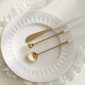 BSF Eiffel Gold 西式餐具組, 白色, 西餐湯匙*1支+叉*1支+刀*1支, 1組