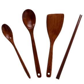 Kitchen9 漆木烹飪工具組 4入, 單色, 湯匙(大)+湯匙(小)+飯勺+筷子