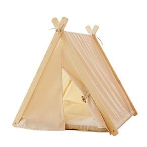 YOGiSSO 木質寵物帳篷, 象牙白色, 1個
