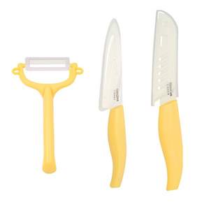 Glasslock Baby系列 陶瓷刀具組,  削皮刀*1+陶瓷刀 21.5cm*1+陶瓷刀 25cm*1, 黃色, 1組