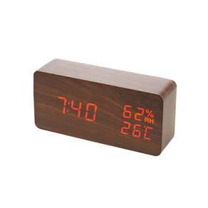 它在靜音 LED 溫濕度計木製台鐘上, Walnut, 1個