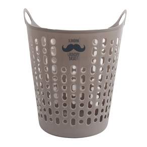 SHABATH 鬍子圖案洗衣籃, 米灰色, 1個