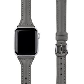 MOHARLAB Apple Watch 3/4/5/6/7/SE 皮革錶帶+保護貼, 04灰色, 40mm