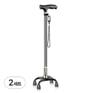라니핏 LED 라이트 노인 지팡이, 블랙, 2세트