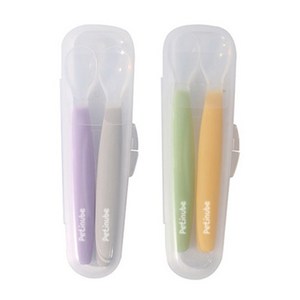 쁘띠누베 국내 제조 실리콘 이유식스푼, GRAY + PURPLE + GREEN + YELLOW, 2세트