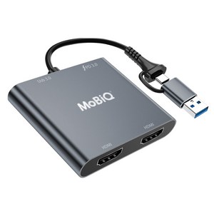 모비큐 C타입 맥북 듀얼 HDMI 4in1 USB 3.0 PD 100W 멀티허브 EM-42HP, 1개