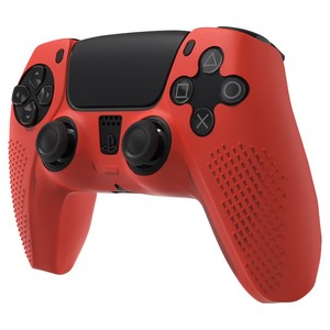스페이스쉴드 소니 플레이스테이션 PS5 듀얼센스 호환 엠보 그립 미끄럼방지 논슬립 실리콘 커버 케이스, 레드, 1개