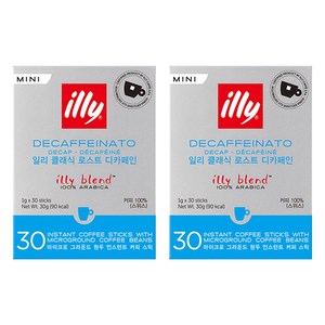 일리 클래식 로스트 디카페인 미니 커피스틱, 1g, 30개입, 2개