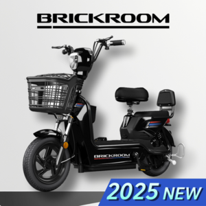 BRICKROOM 3세대 전기 자전거 자토바이 출퇴근 전동 스쿠터 2인용 바이크, 리튬30A(120km), 블랙