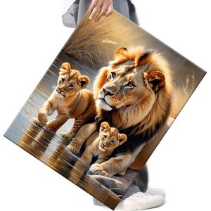 FASEN 보석십자수 DIY 캔버스형 액자형 해바라기 사과 호랑이 40x50cm, 1개, FC010