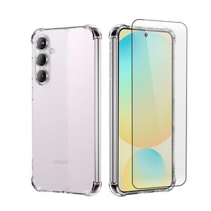 아칸크 갤러시 S24 FE (SM-S721N) 젤리 휴대폰 케이스+강화유리 보호필름