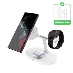 바이칸 올인원 맥세이프 충전기 + CtoC 케이블 + 25W 어댑터 갤럭시 갤럭시워치 버즈 3in1 무선 충전기, 1세트, 바이칸 올인원 충전기 갤럭시워치용