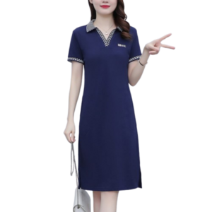 서온리 고급스럽고 착용감 좋은 편안한 여성 반팔 카라 넥 맘 등원룩 원피스