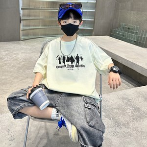 비비키드 벤 남아 여름 상하복 주니어 그레픽 프린팅 세트 초중생 반팔티 초등생 빅포켓 데님 반바지 세트 (6801)