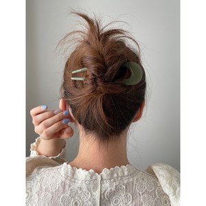 AVECHER 프랑스 아세테이트 빅U 비녀핀 14cm 업스타일 4계절 데일리