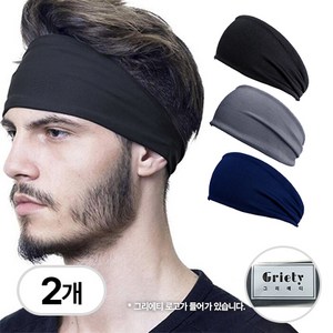 그리에티 기능성 스포츠 쿨 헤어밴드, 2개, 블랙