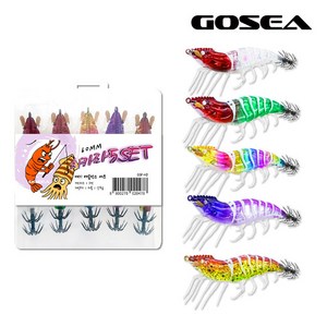 GOSEA 미니 새우에기 5개입 태클박스 세트 60 치카라 에기 수평 갑오징어 쭈꾸미, 1개, 7.2g, 5개세트