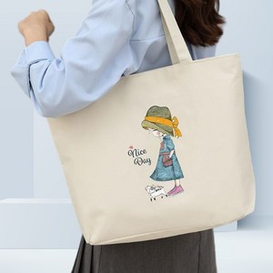 엔유스 데일리 여성 에코백 천가방 지퍼