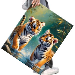 FASEN 보석십자수 DIY 캔버스형 액자형 해바라기 사과 호랑이 40x50cm, 1개, FC006