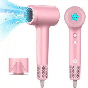 ZOZOFO 초고속 음이온 무엽 드라이어 가정용 드라이기 1500W 자기흡입노즐 BLDC 항공모터 고속 저소음드라이기 케어 헤어드라이기 미용실 전용, FK2-핑크