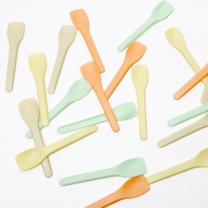 레스랩스 옥수수전분 PLA 일회용 4색 요거트 푸딩 젤라또 이유식 수저 소량, PLA미니컬러스푼(3색혼합)벌크, 200개