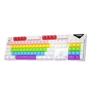 FOREV 레인보우 LED 기계식 유선 게이밍 키보드 FV-Q302, Rainbow, 청축