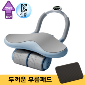 탐나지오 논슬립 무소음 리바운드 AB슬라이드 실내 홈트레이닝 (프리미엄 무릎패드 포함), 타이머 스카이블루