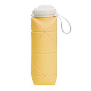 실리콘 접이식 워터컵 휴대용 간편수납 아웃도어 스포츠용 텔레스코픽 컵, 1개, 600ml, 빨대+옐로우