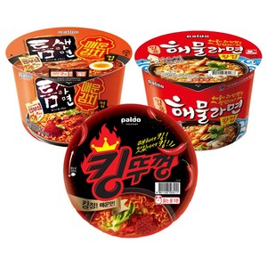 에스제이서진 컵라면 3종(틈새라면 매운김치컵 3개+해물왕컵 3개+킹뚜껑 3개), 1개