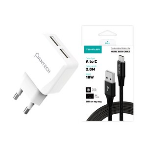 팬택 2.1A USB 2포트 고속충전기 멀티충전 AtoC 메탈케이블1개입, 1세트, 2M