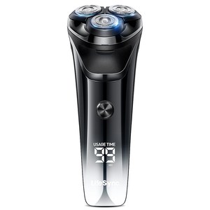 LifeSync 남자 전기면도기 3헤드 생활방수 건식 습식 면도 트리머 포함 FK373, 블랙 그라데이션