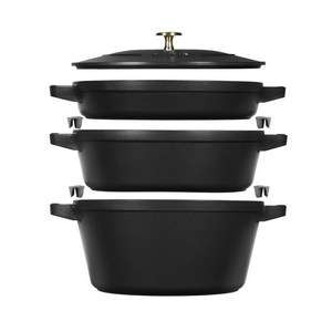 STAUB 냄비 3피스 적층형 세트 주철 주물 프리미엄 냄비세트 프랑스 독일, 화이트, 1개