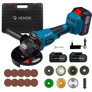 헬릭스케어 무선 그라인더 핸드 글라인더 절삭 공구 세트 배터리2개, 1개