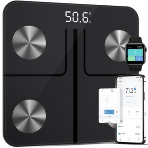 서설 체중계 블루투스 스마트 체중계 디지털 체중계 체지방 체중계 고정밀센서 가정용 체중계 아기 체중계 반려동물사용가능, 블랙, FG263LB, 1개
