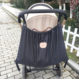 자이언트 유모차수납가방 곰돌이패치 유모차주머니, 1개, 블랙