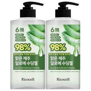 리코셀 맑은 제주 알로에 98% 수딩젤 1000ml 저자극 대용량 수분 크림 진정, 2개, 1L