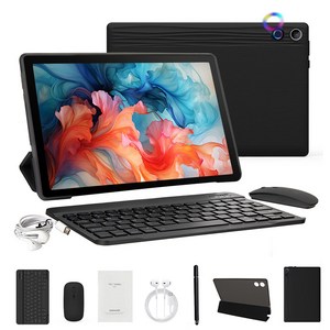 A10L 태블릿PC 10.1인치태블릿 12G+64G 8 코어 안드로이드 14, Wi-Fi, 검정색/Black/슈트, 64GB