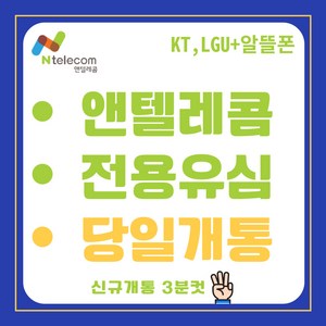 앤텔레콤 선불폰(KT LG) 선불유심 알뜰폰 공식유심 주말개통가능 자급제사용가능 당일개통 빠른개통, LG망유심, 1개, 30일, 무제한