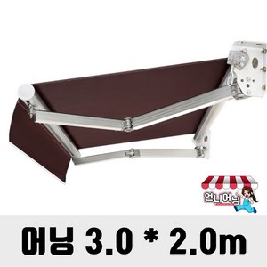 언니어닝 어닝 자가설치용 방수 천막 가게 옥상 햇빛가리개 접이식 캐노피 차량용 수동 고정 자동 DIY, 커피, 3m x 2m