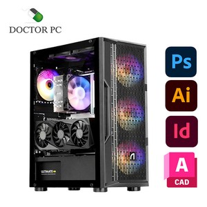 닥터PC 포토샵 컴퓨터 일러스트 웹디자인 조립PC 쇼핑몰 캐드 디자인용 작업용, 블랙, 디자인컴10번, 500GB, 32GB, WIN11 Home