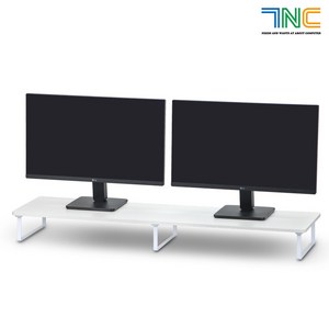 7NC 울트라형 듀얼 모니터받침대 가로1100x폭310mm 초대형 높은 모니터선반 우드, 1개, 11cm눈높이_(36W)화이트