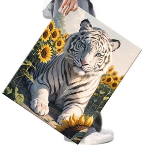 FASEN 보석십자수 DIY 캔버스형 액자형 해바라기 사과 호랑이 40x50cm, 1개, FC005