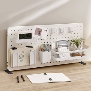ANYOU 수납 정리 거치대 다용도 스탠드 책상타공판 대용량 수납 페그보드 72x36cm, 흰색, 1개