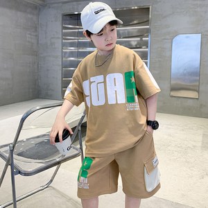 비비키드 초등생 상의 초중생 하의 주니어 의류 반팔 반바지 세트 남아 여름 대문자 영문 포인트 상의+하의 세트 (881016)