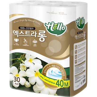 헬로 3겹 엑스트라롱 천연펄프 화장지