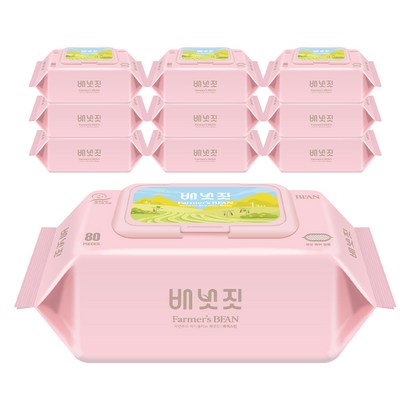 배냇짓 파머스빈 핑크55 데일리 아기물티슈 캡형 리뷰후기
