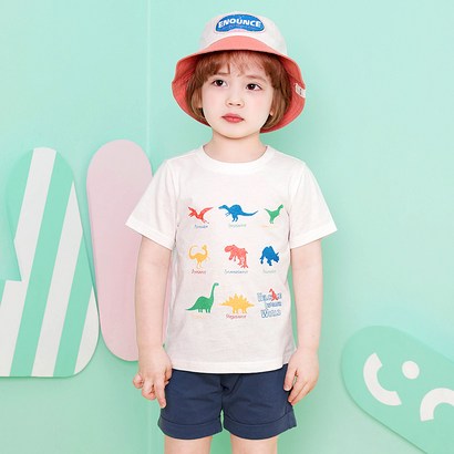 아동용 멀티 컬러 다이노 상하복