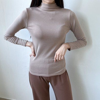투데이앤룩 여성용 속기모 반목 긴팔 목폴라