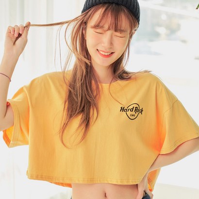 반에이크 오 여성용 하드 크롭 반팔 티셔츠